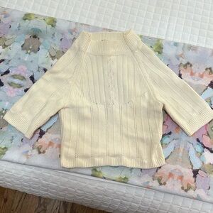 Intimately Free People Keyhole Short Sleeve Cropped Sweater ☁️🤍